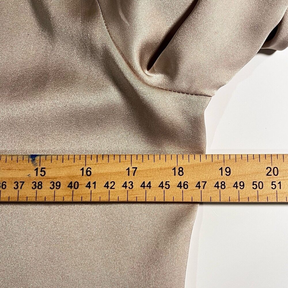 The Custom Shop Champagne Blouse Long Sleeve Pleated Front Mock Collar Size 8 - Picture 5 of 8